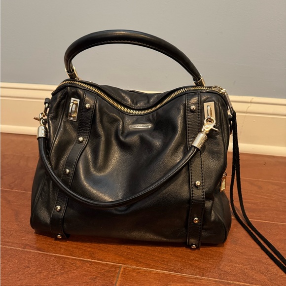 Rebecca Minkoff Cupid Satchel black leather Gold Accents soft excellent cond - Picture 9 of 9